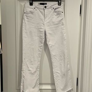Kut Kelsey high rise ankle flare white jeans size 0